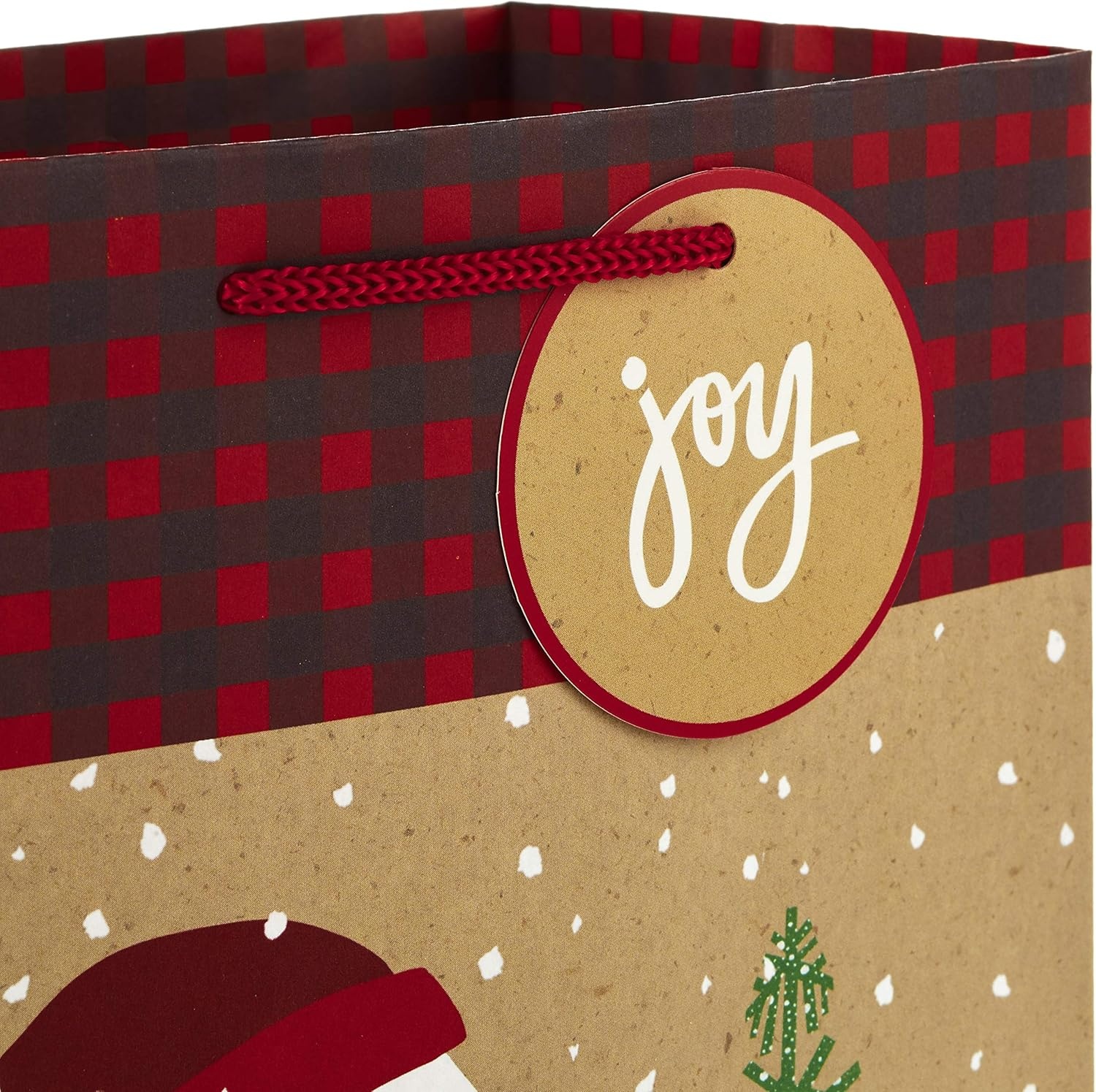 image:imageHallmark Assorted Vintage Christmas Gift Bags 8 Bags 2 Small 6 2 Medium 9 2 Large 13 2 Bottle 13 Black and White Buffalo Plaid Santa Toy Train Green TreesSnowmen  Stripes  Wreath