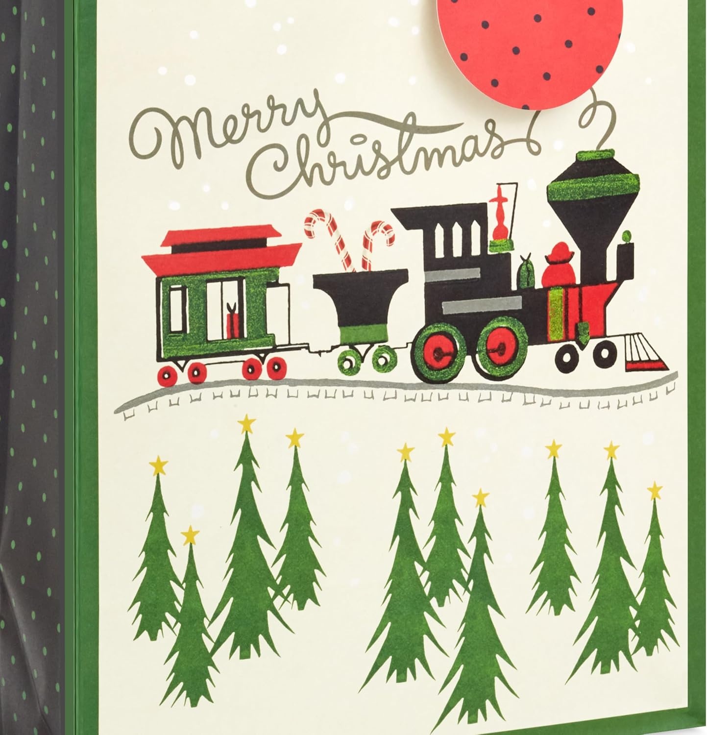 image:imageHallmark Assorted Vintage Christmas Gift Bags 8 Bags 2 Small 6 2 Medium 9 2 Large 13 2 Bottle 13 Black and White Buffalo Plaid Santa Toy Train Green TreesTrain  Trees  Buffalo Plaid  Santa