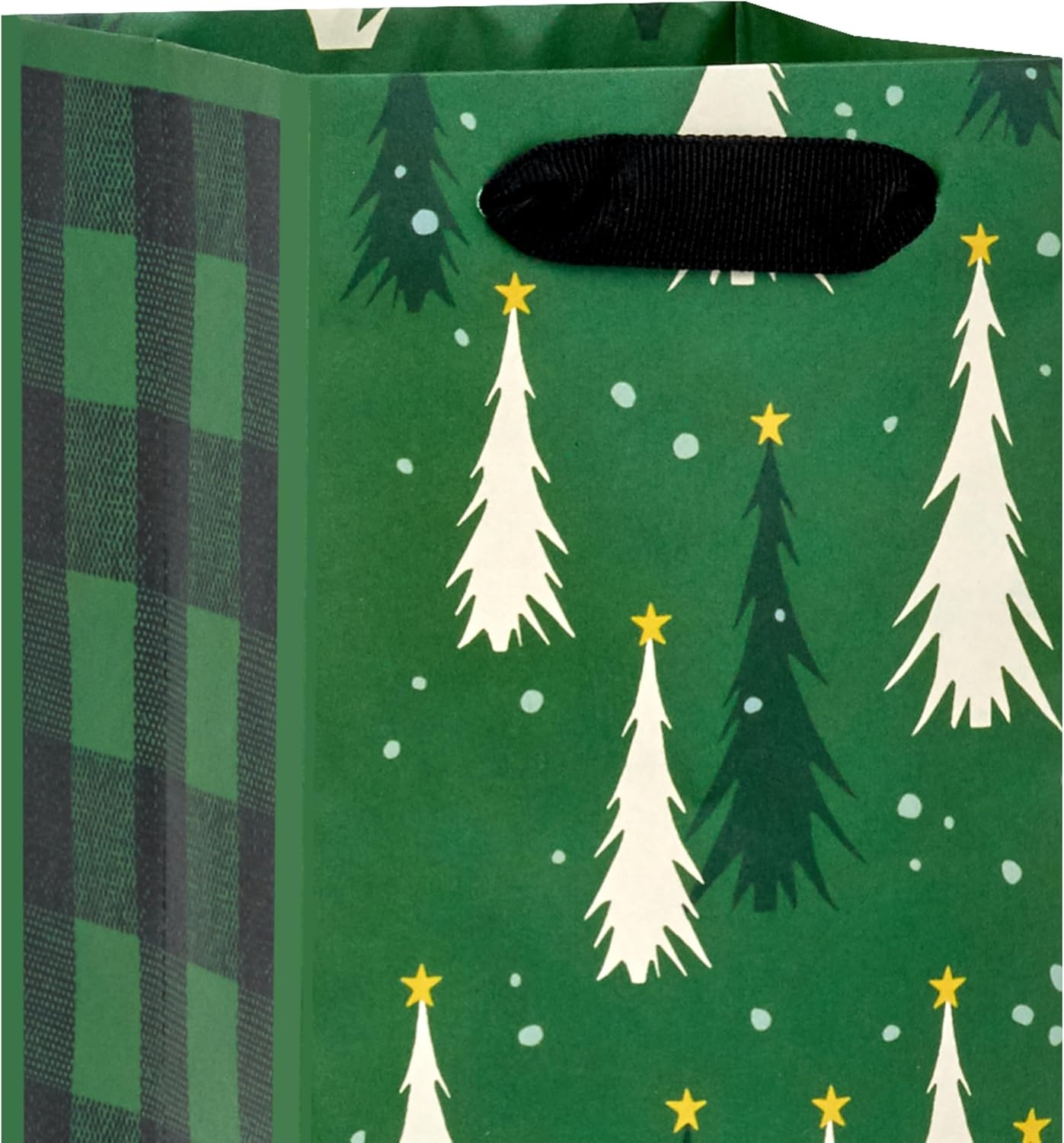 image:imageHallmark Assorted Vintage Christmas Gift Bags 8 Bags 2 Small 6 2 Medium 9 2 Large 13 2 Bottle 13 Black and White Buffalo Plaid Santa Toy Train Green TreesTrain  Trees  Buffalo Plaid  Santa