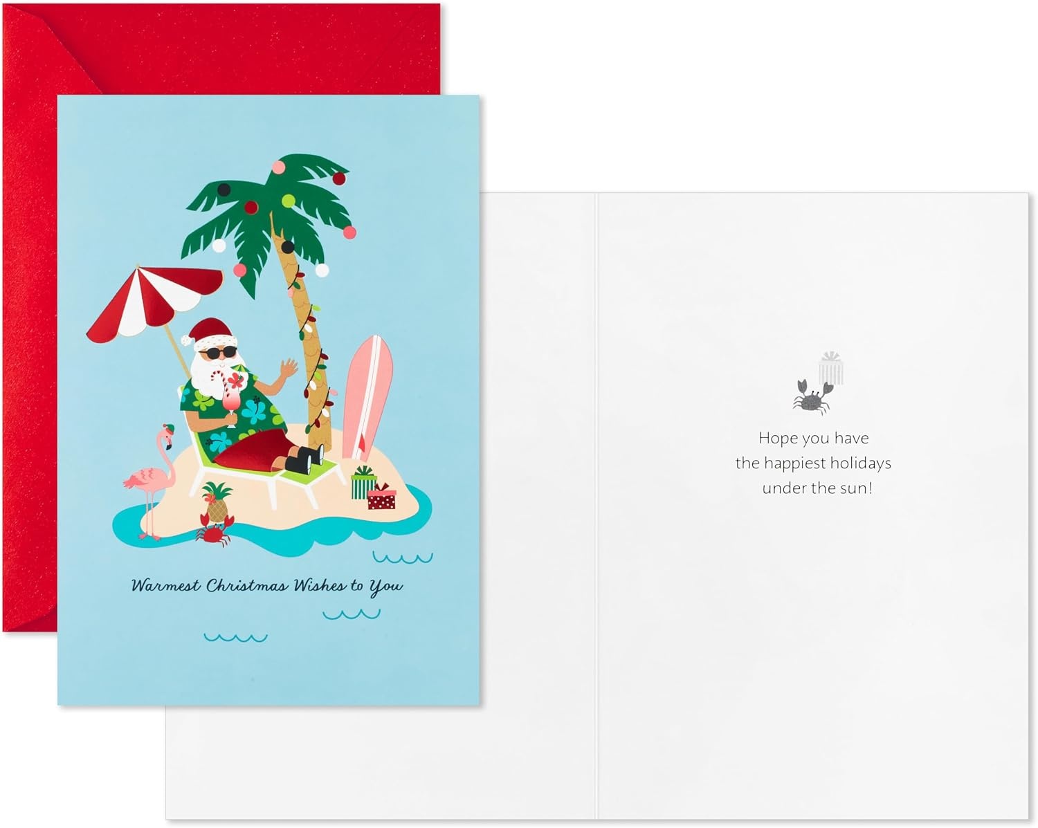 image:imageHallmark Boxed Christmas Cards Tropical Santa 16 Cards and 16 Envelopes Warmest Christmas Wishes