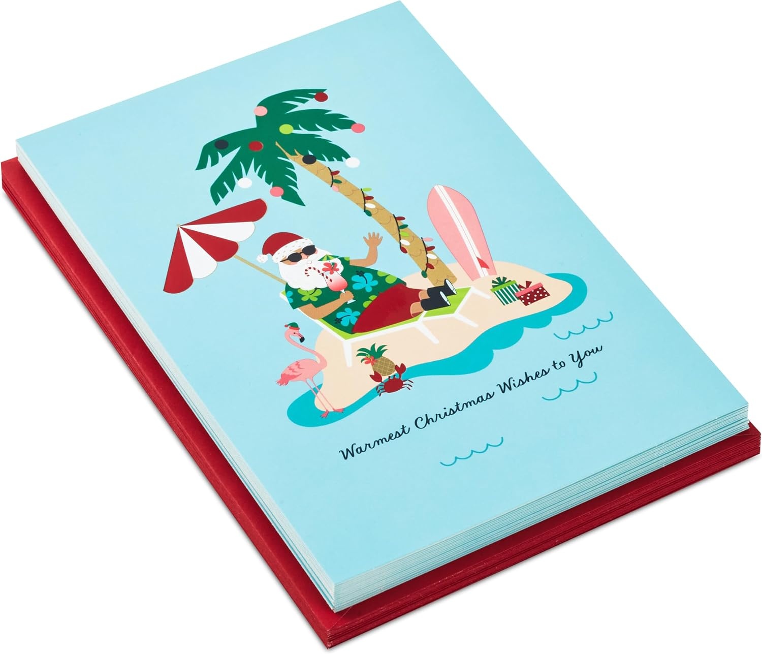 image:imageHallmark Boxed Christmas Cards Tropical Santa 16 Cards and 16 Envelopes Warmest Christmas Wishes