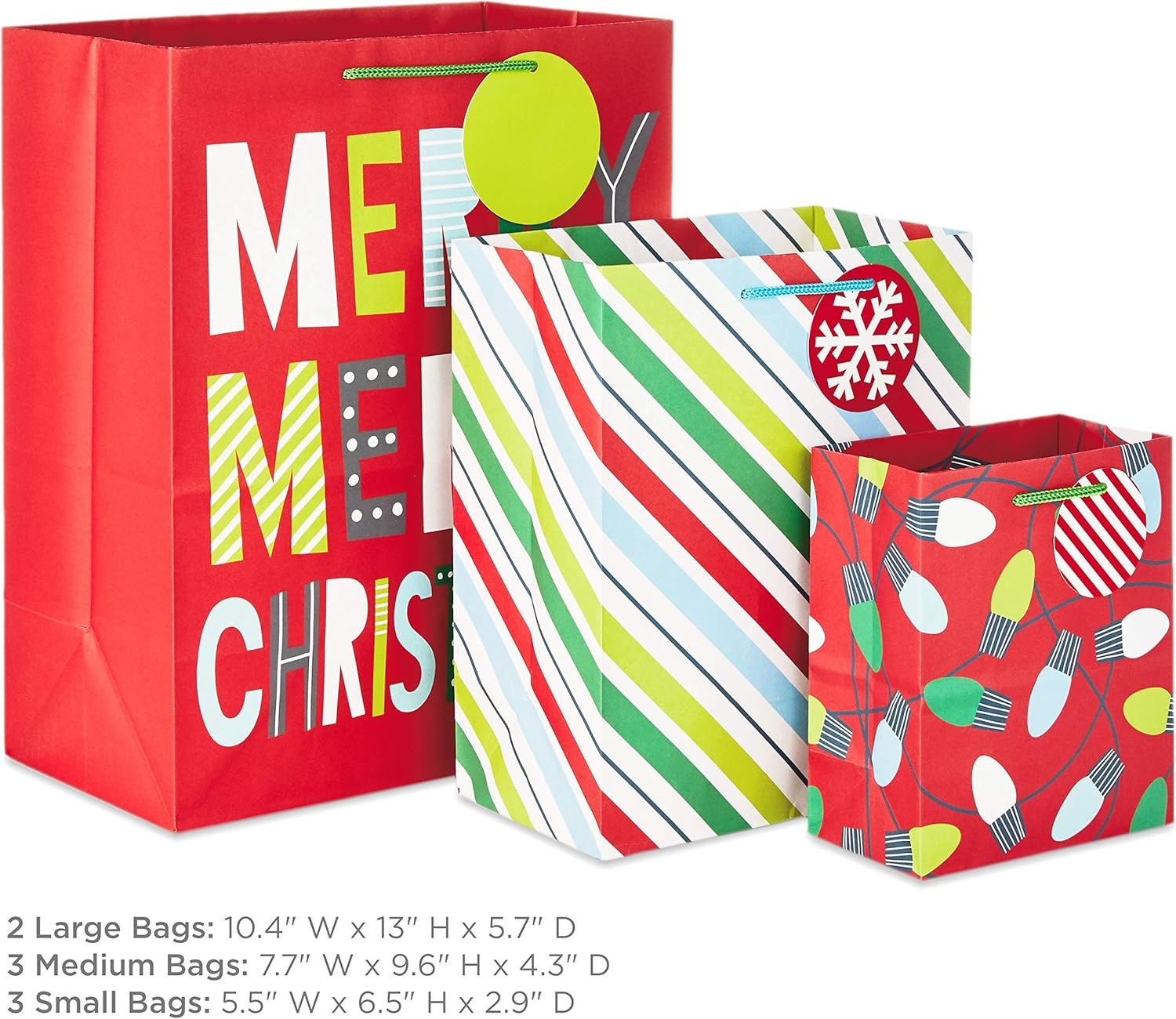 image:imageHallmark Colorful Christmas Gift Bag Assortment 8 Bags 2 Small 6 2 Medium 9 2 Large 13 2 Bottle Bags Minimalist Trees Pink Teal Yellow GreenMerry Merry Christmas Bundle