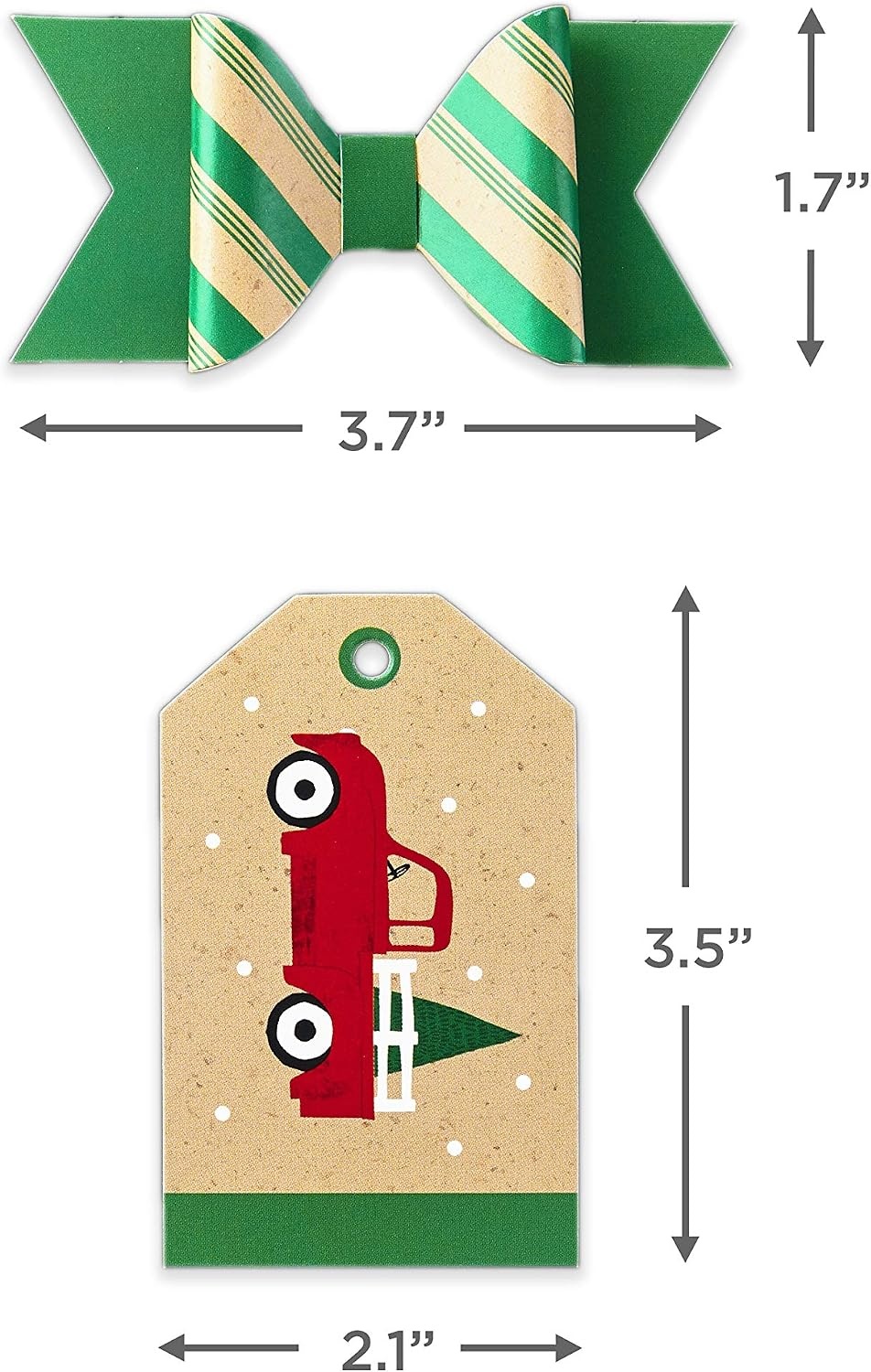 image:imageHallmark Holiday Gift Wrap Accessory Kit Red Truck Tree Snowflake 6 Gift Bows 12 Gift Tags 9 Yards of Twine  Kraft Red Green WhiteRed  Green  and Kraft
