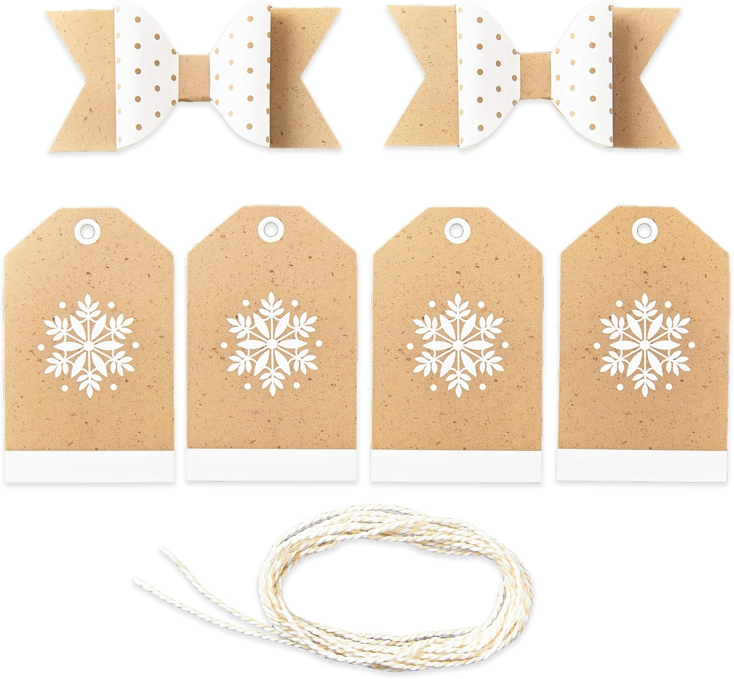 image:imageHallmark Holiday Gift Wrap Accessory Kit Red Truck Tree Snowflake 6 Gift Bows 12 Gift Tags 9 Yards of Twine  Kraft Red Green WhiteRed  Green  and Kraft