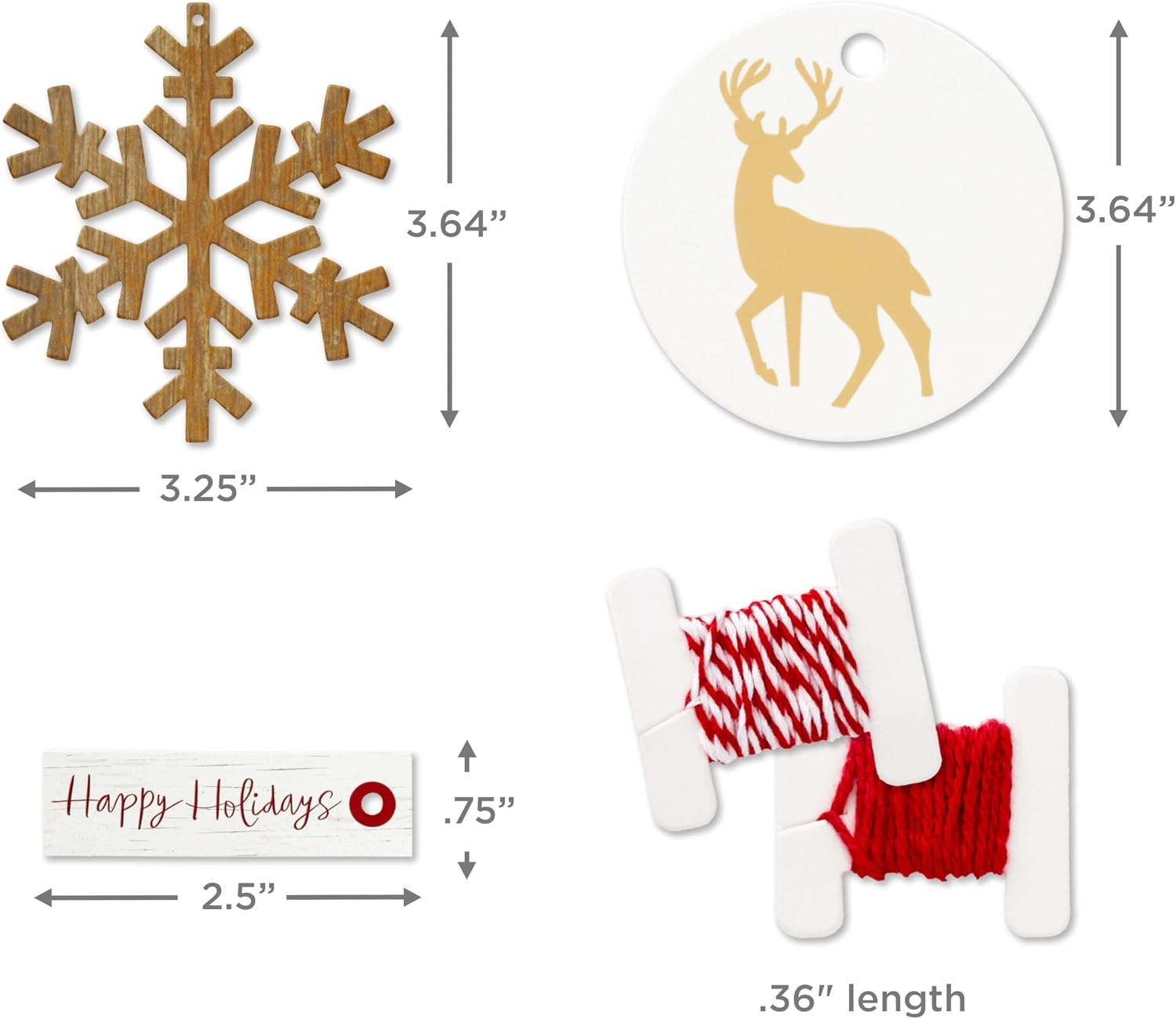 image:imageHallmark Holiday Gift Wrap Accessory Kit Red Truck Tree Snowflake 6 Gift Bows 12 Gift Tags 9 Yards of Twine Kraft Red Green WhiteSnowflakes Deer String Red Natural