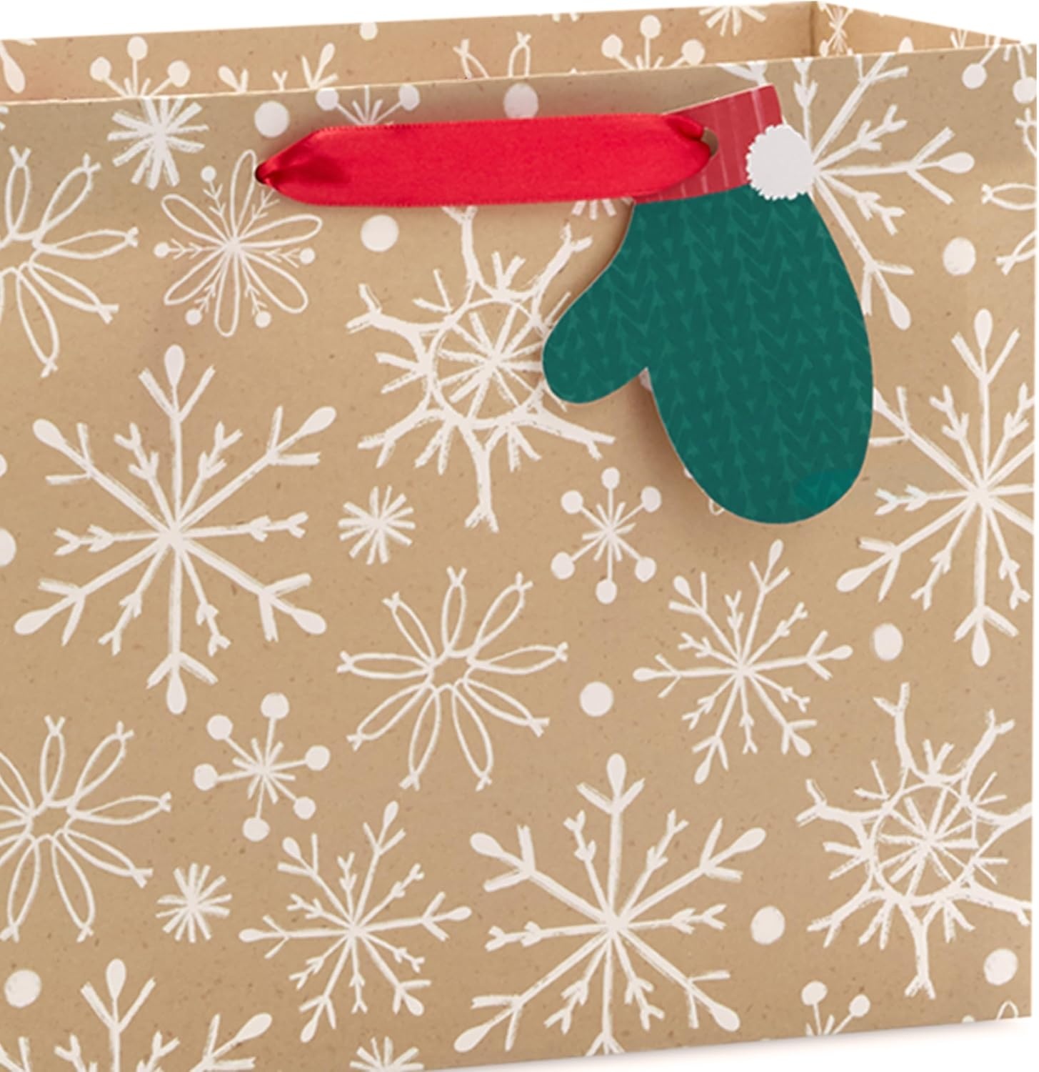 image:imageHallmark Holiday Kraft Gift Bags with Gift Tags 8 Horizontal Bags 8 Tags Snowflakes Mittens Let It SnowKraft Plaid  Snowflakes  Mittens