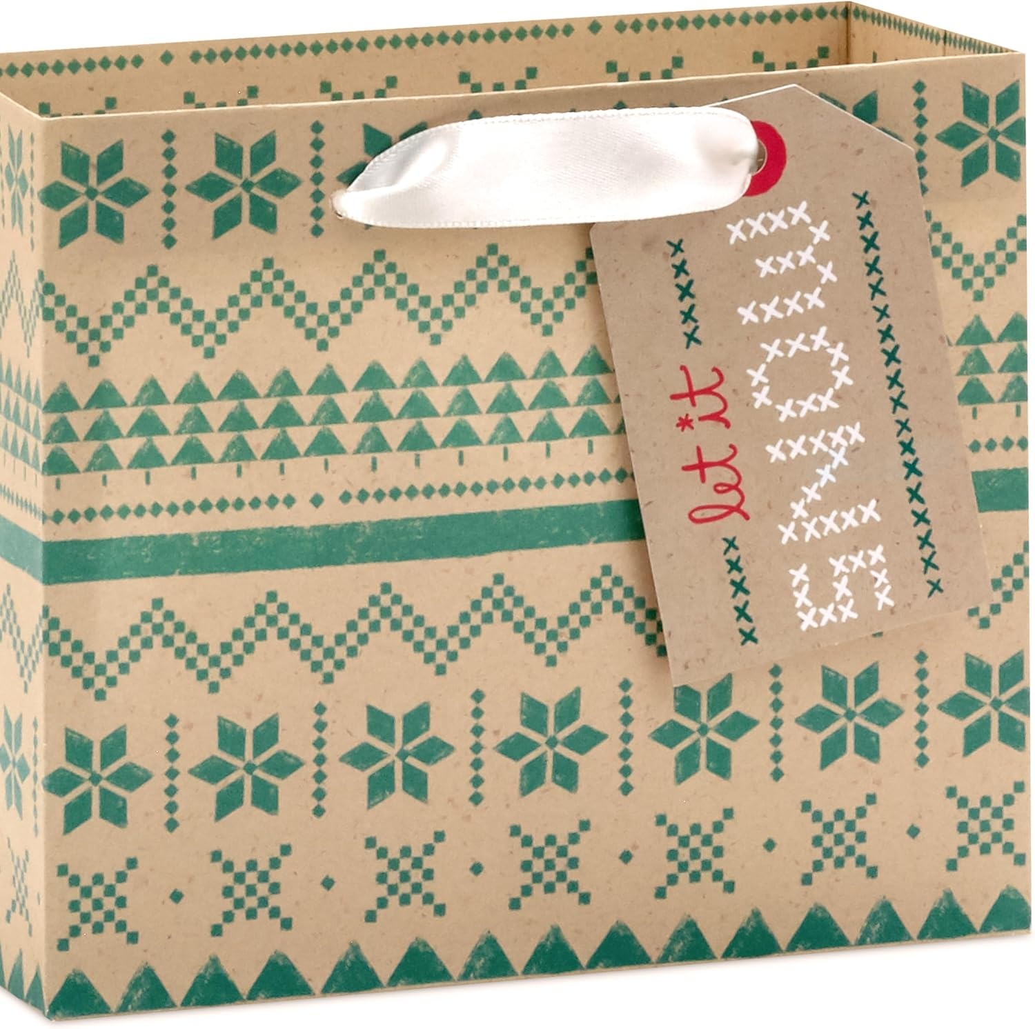 image:imageHallmark Holiday Kraft Gift Bags with Gift Tags 8 Horizontal Bags 8 Tags Snowflakes Mittens Let It SnowKraft Plaid  Snowflakes  Mittens