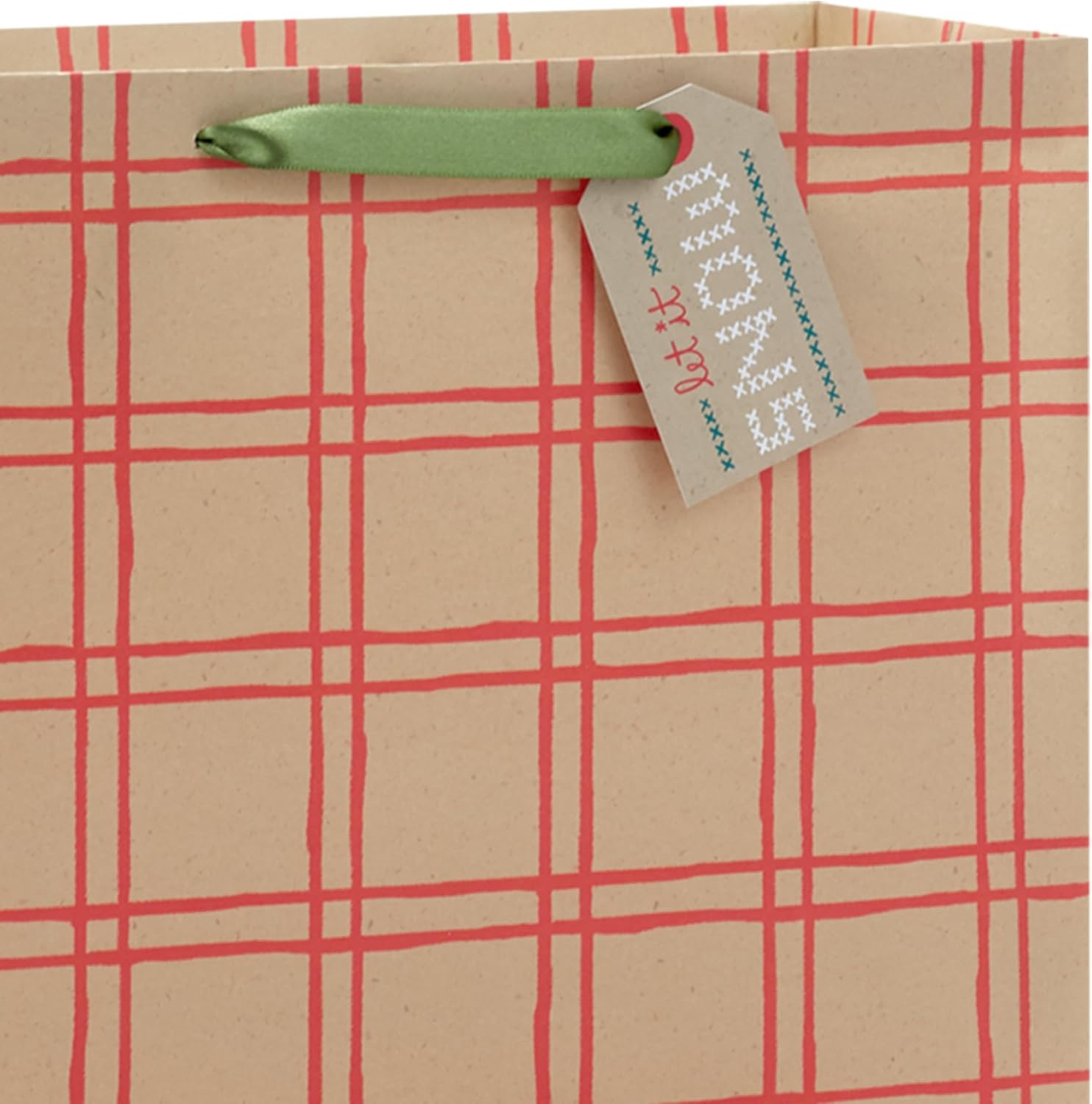image:imageHallmark Holiday Kraft Gift Bags with Gift Tags 8 Horizontal Bags 8 Tags Snowflakes Mittens Let It SnowKraft Plaid  Snowflakes  Mittens