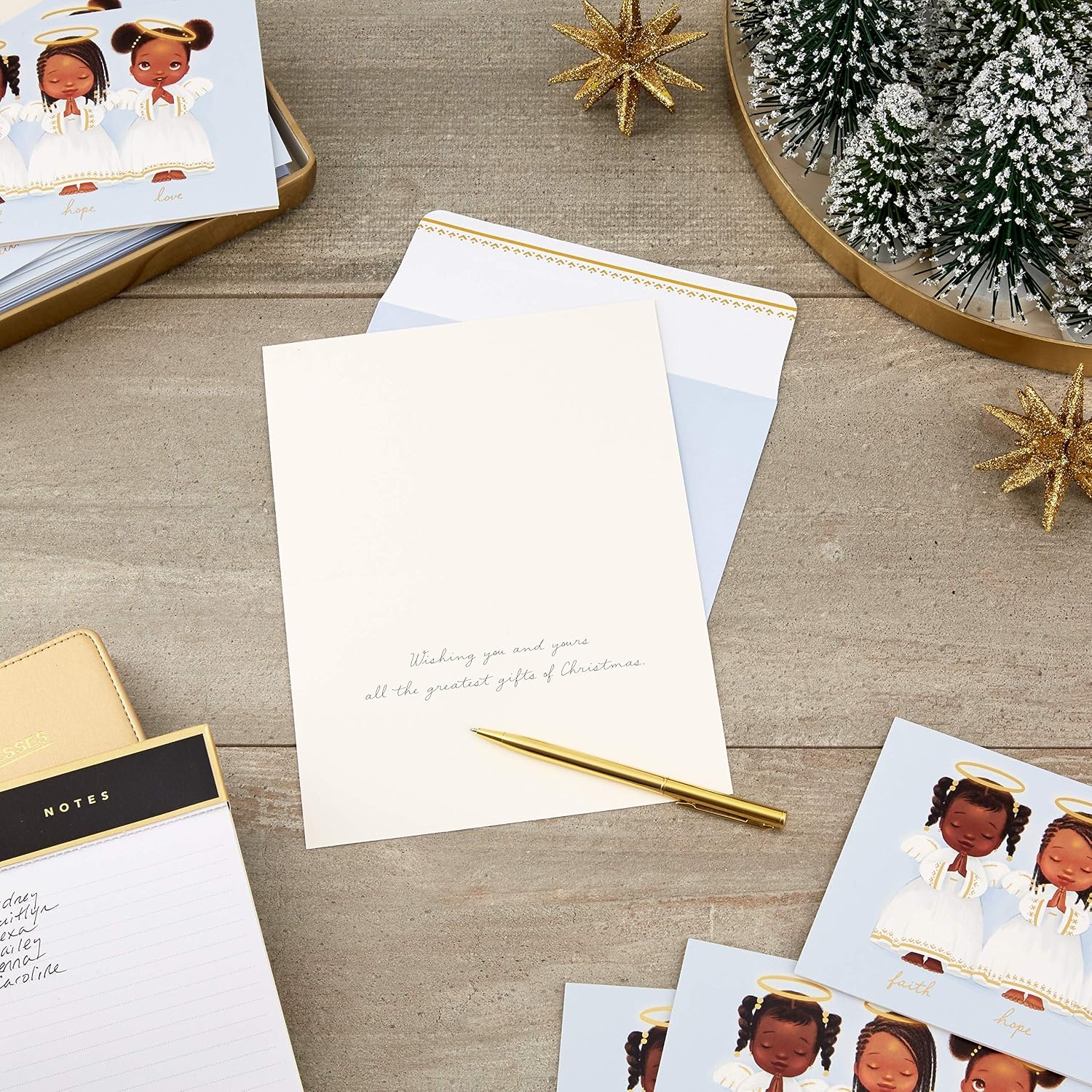 image:imageHallmark Mahogany Boxed Christmas Cards Three Angels 16 Cards and 17 EnvelopesThree Angels Mahogany Cards