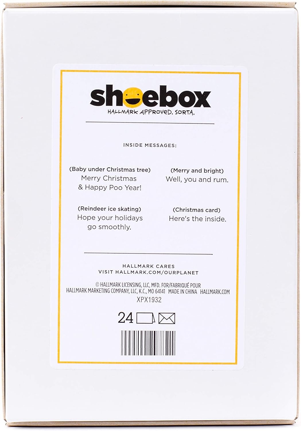 image:imageHallmark Shoebox Funny Boxed Christmas Cards Assortment Festive Cartoons 4 Designs 24 Cards with EnvelopesFunny and Basic Humor Card Assortment