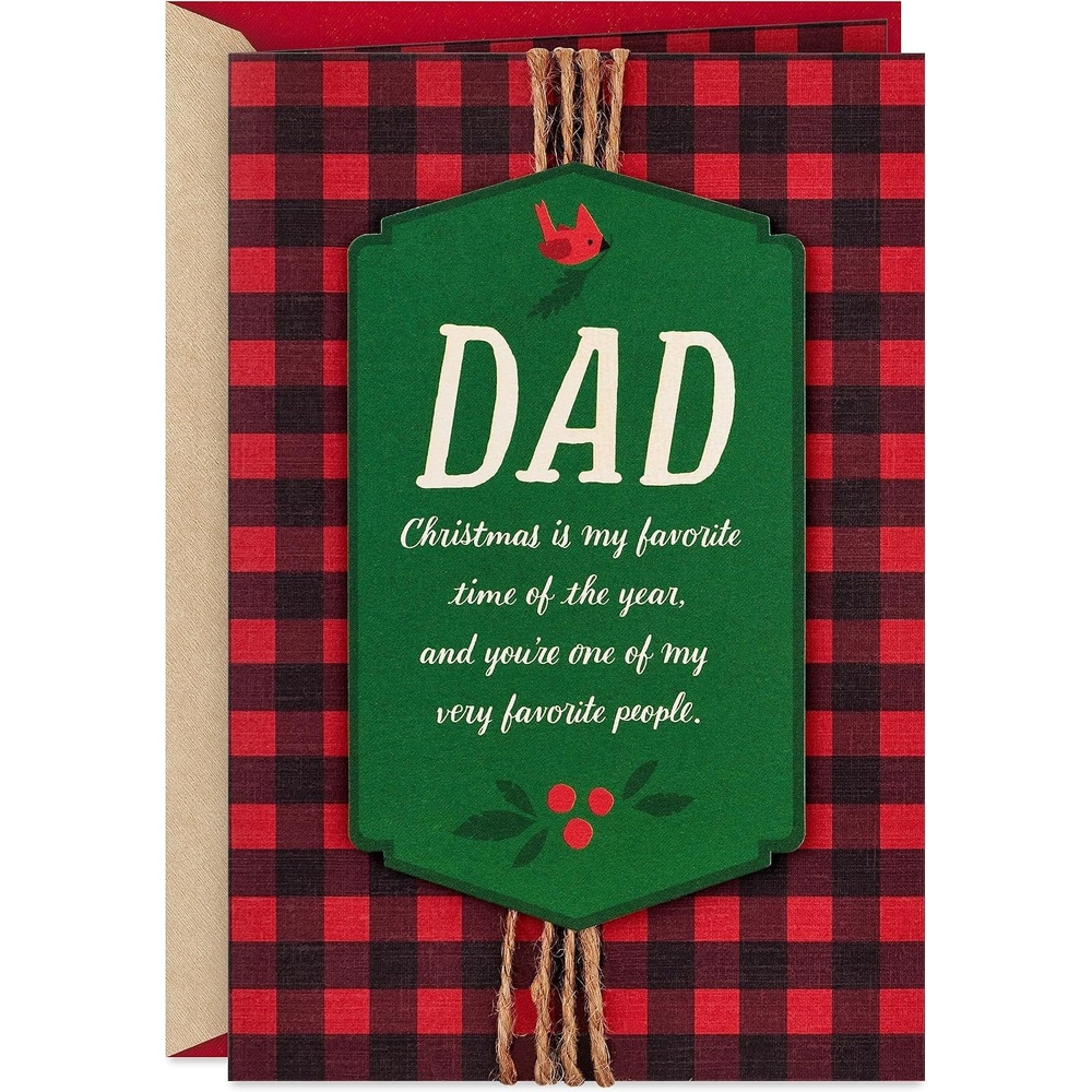 image:imageHALLMARK Christmas Card for Dad Red and Black Buffalo Plaid CardinalFor Dad  Buffalo Plaid Card