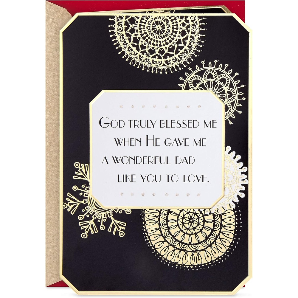 image:imageHALLMARK Christmas Card for Dad Red and Black Buffalo Plaid CardinalFor Dad  God Truly Blessed Me