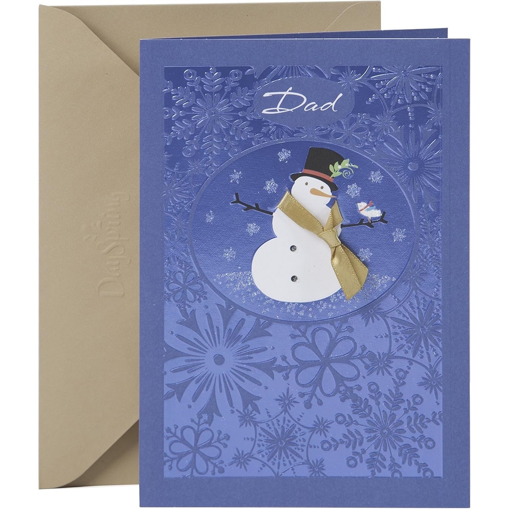 image:imageHALLMARK Christmas Card for Dad Red and Black Buffalo Plaid CardinalFor Dad  Snowman and Bird