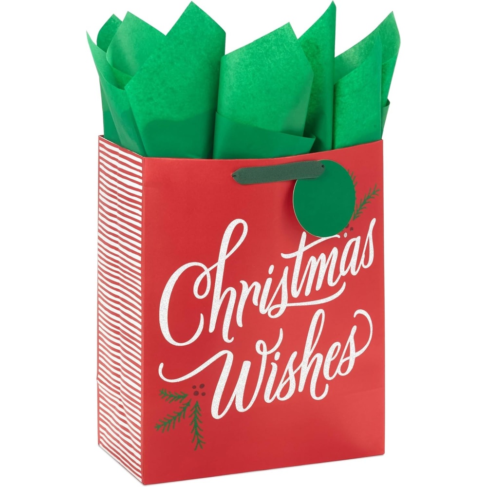 image:imageHallmark 13 Large Christmas Gift Bag with Tissue Paper and Gift Tag Glitter Christmas Wishes for Kids Adults Friends FamilyChristmas Wishes