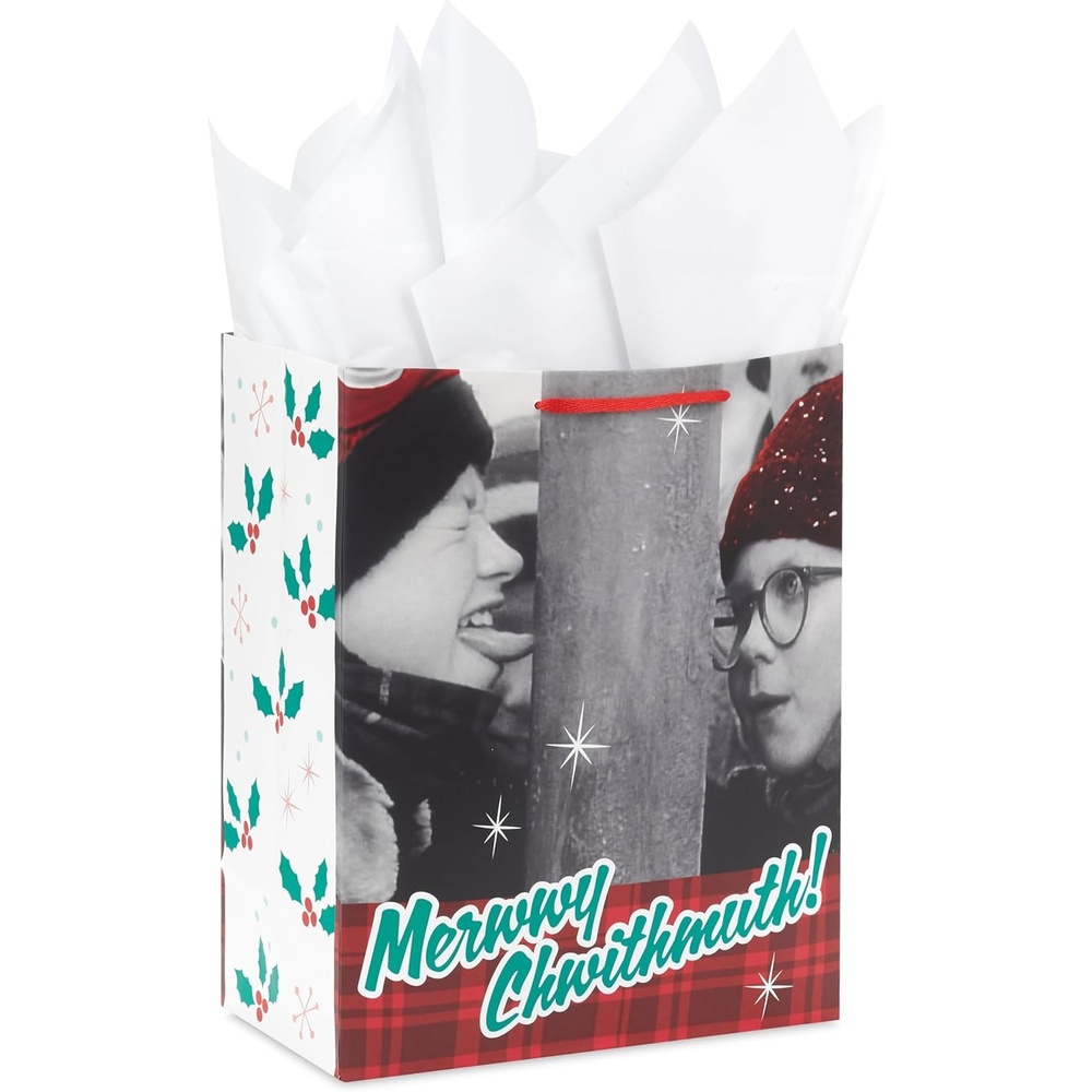 image:imageHallmark 13 Large Elf Gift Bag with Tissue Paper Movie Quote The Best Way to Spread Christmas Cheer for Kids Grandchildren Adults3 sheet Pack of 1