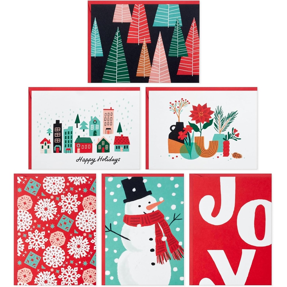 image:imageHallmark Boxed Christmas Cards Four Nutcrackers 40 Cards and 40 EnvelopesSnowman  Plants  Snoflakes  Retro Trees
