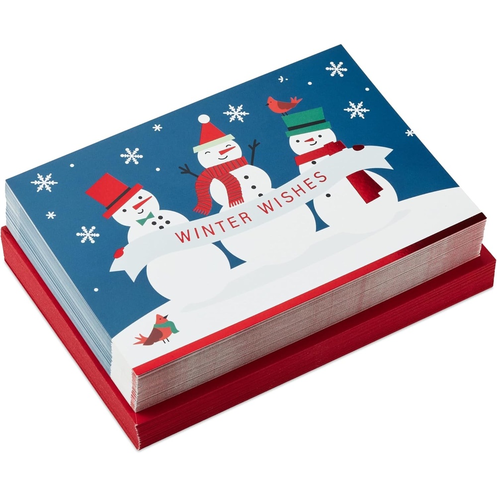 image:imageHallmark Boxed Christmas Cards Winter Wishes Snowmen 40 Cards and 40 Envelopes