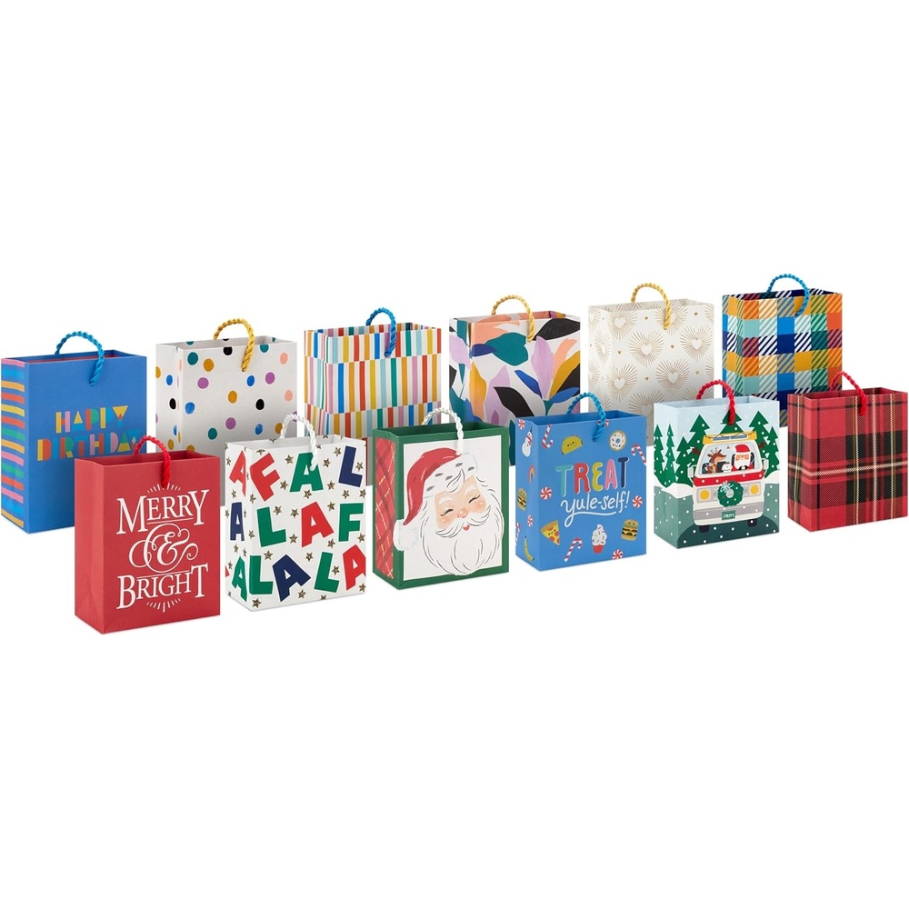 image:imageHallmark Bulk Gift Card Holder Bag Assortment 12 Bags 4 Plaid Santa Flowers Hearts Rainbow Stripes Treat Yuleself for Valentines Day Christmas Birthdays Weddings Mothers DayPlaid  Santa  Flowers  Hearts  Rainbow Stripes and More