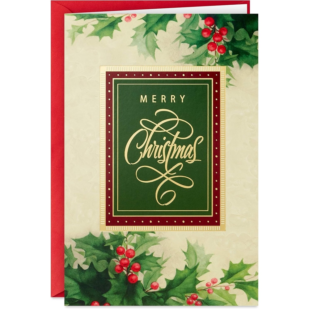 image:imageHallmark Bulk White Christmas Card Assortment 40 Cards and 40 Envelopes Snowy Pinecone Bottle Brush TreesHoliday Holly