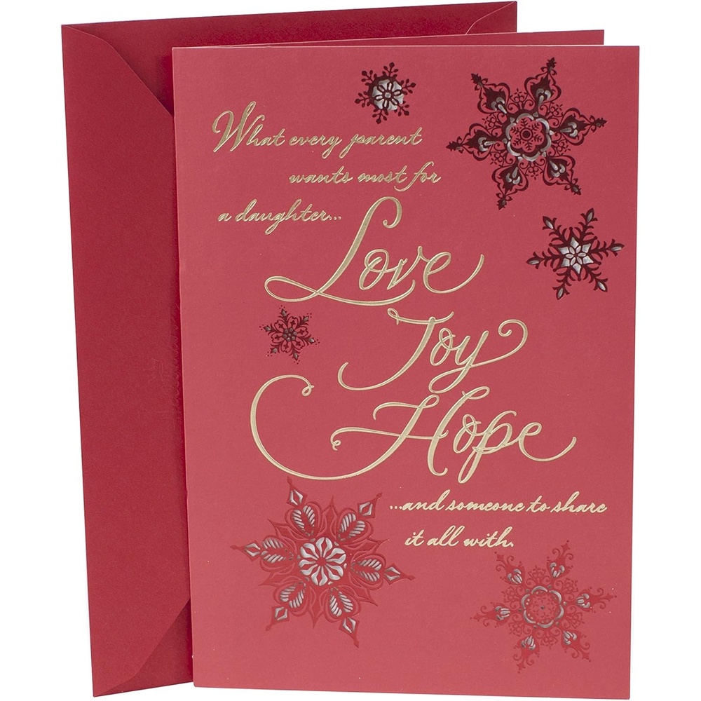 image:imageHallmark Christmas Card for Daughter and SoninLaw Lettering with SnowflakesLettering with Snowflakes