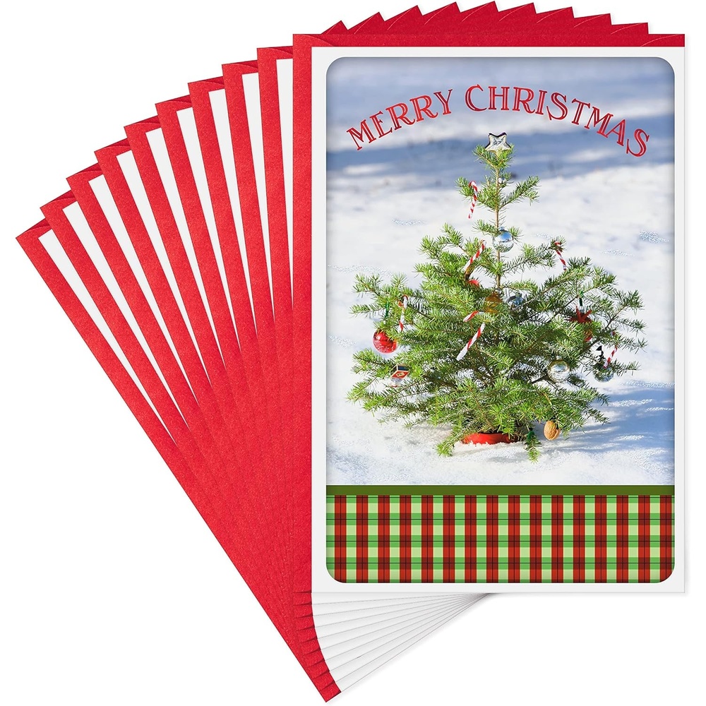 image:imageHallmark Christmas Cards Pack Puppy with Wreath 10 Cards with EnvelopesChristmas Tree in Snow  10 Cards with Envelopes