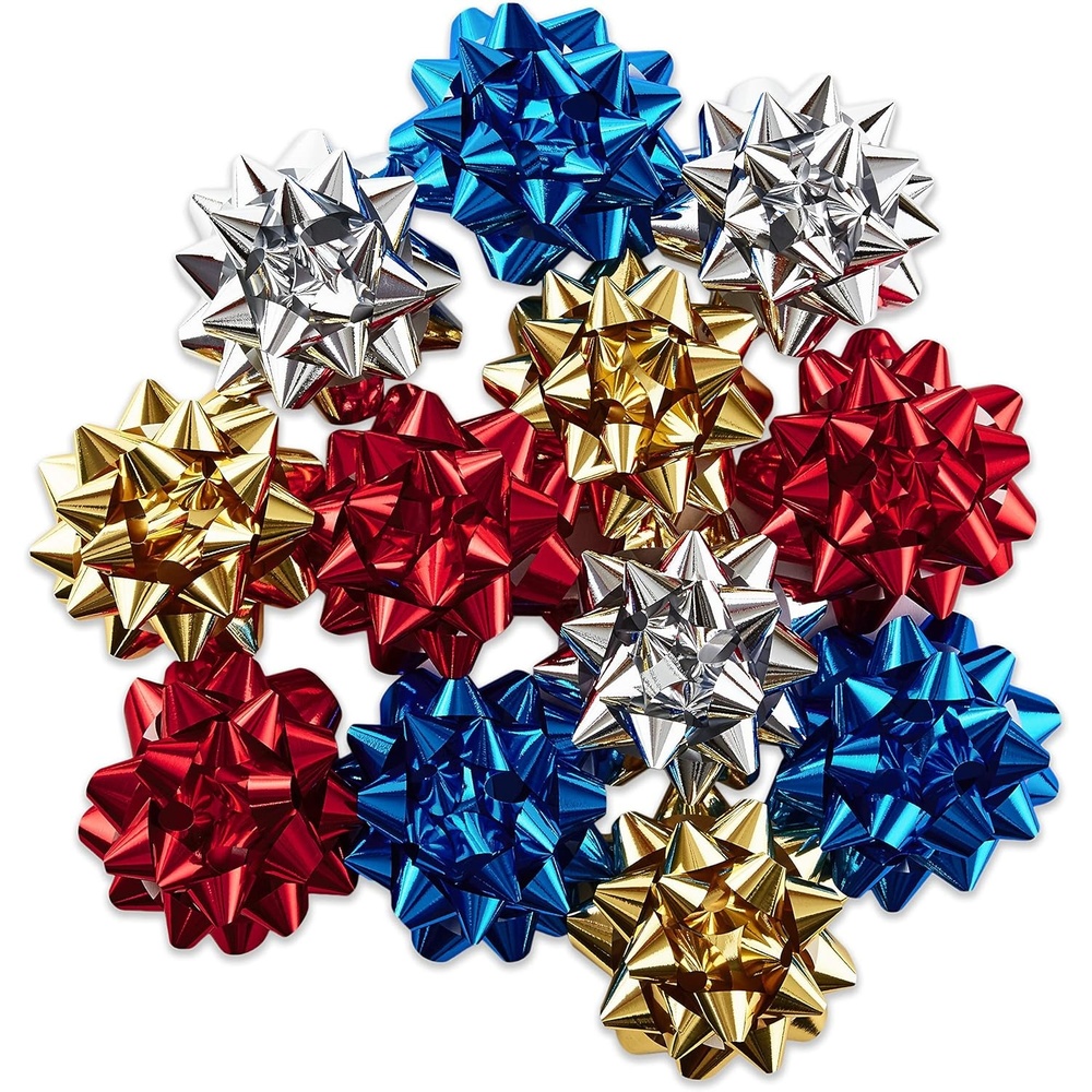 image:imageHallmark Holiday Gift Bow Assortment 12 Bows Sparkly Red Blue Gold Silver for Christmas Hanukkah Birthdays Weddings Bridal ShowersBright Metallic  12 Count