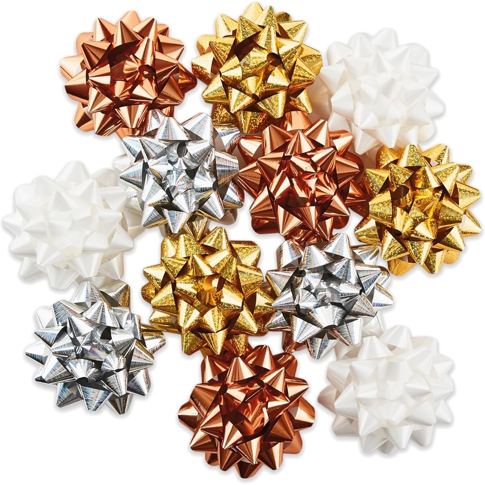 image:imageHallmark Holiday Gift Bow Assortment 12 Bows Sparkly Red Blue Gold Silver for Christmas Hanukkah Birthdays Weddings Bridal ShowersMetallic  12 Count