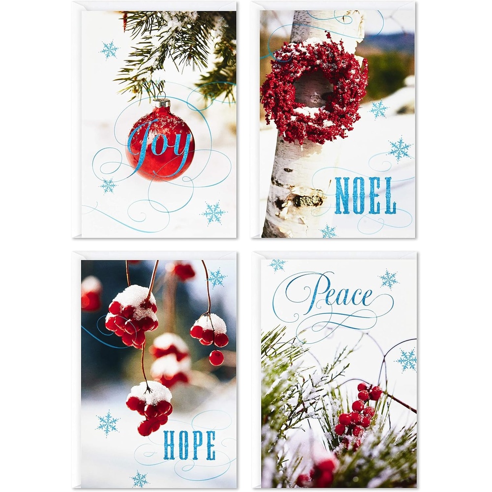 image:imageHallmark Image Arts Boxed Christmas Cards Assortment Seasonal Photos 4 Designs 24 Cards and Envelopes