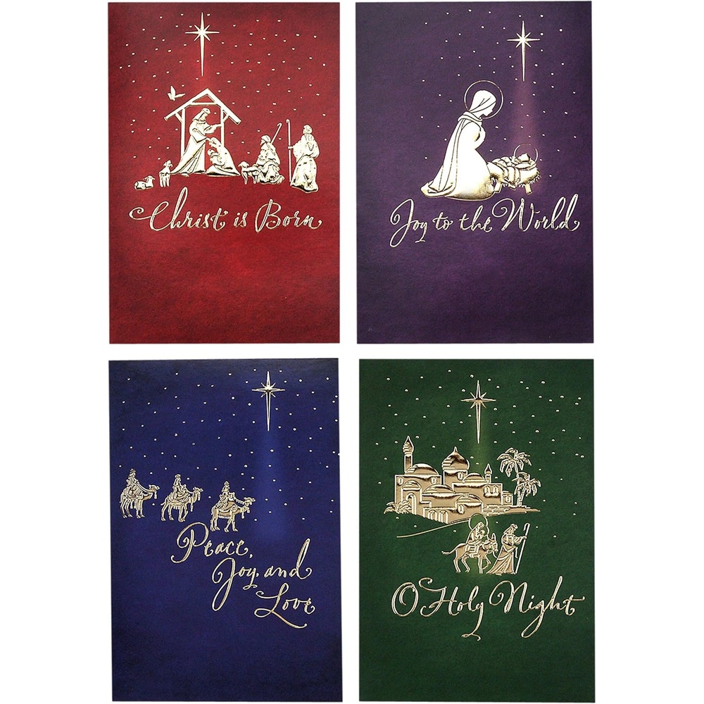 image:imageHallmark Image Arts Religious Boxed Christmas Cards Assortment 4 Designs 24 Christmas Cards with EnvelopesGold Foil Icons