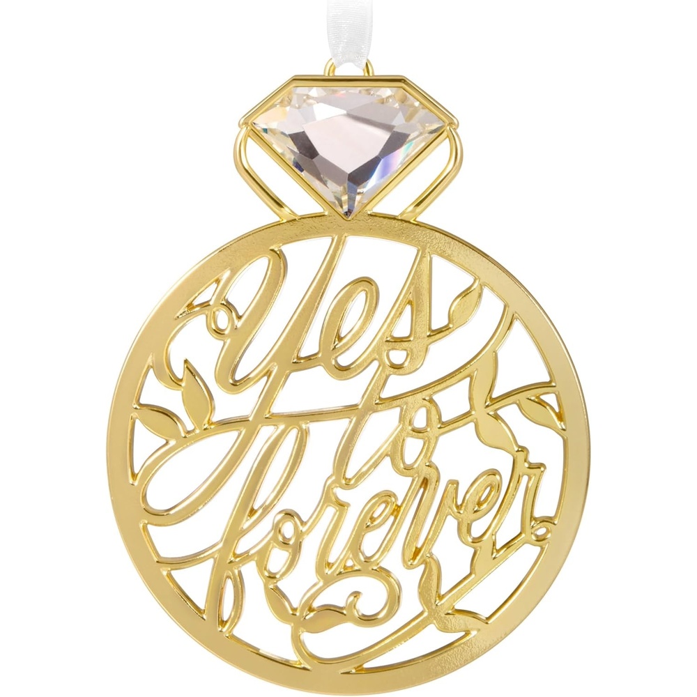 image:imageHallmark Keepsake Christmas Ornament 2024 Our Engagement Metal Gift for Couple2024 Yes to Forever