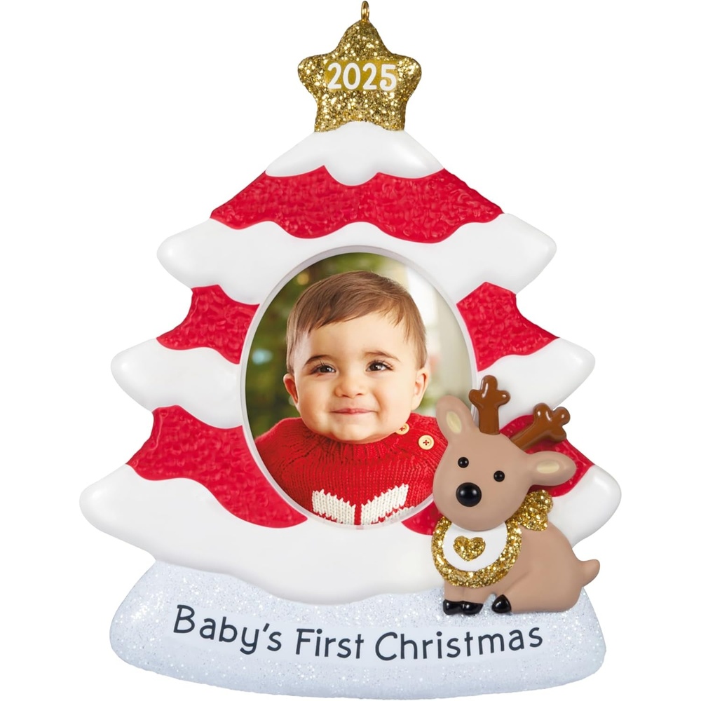 image:imageHallmark Keepsake Christmas Ornament 2025 Babys First Christmas Red and White Tree 2025 Photo Frame2025 Babys First Christmas