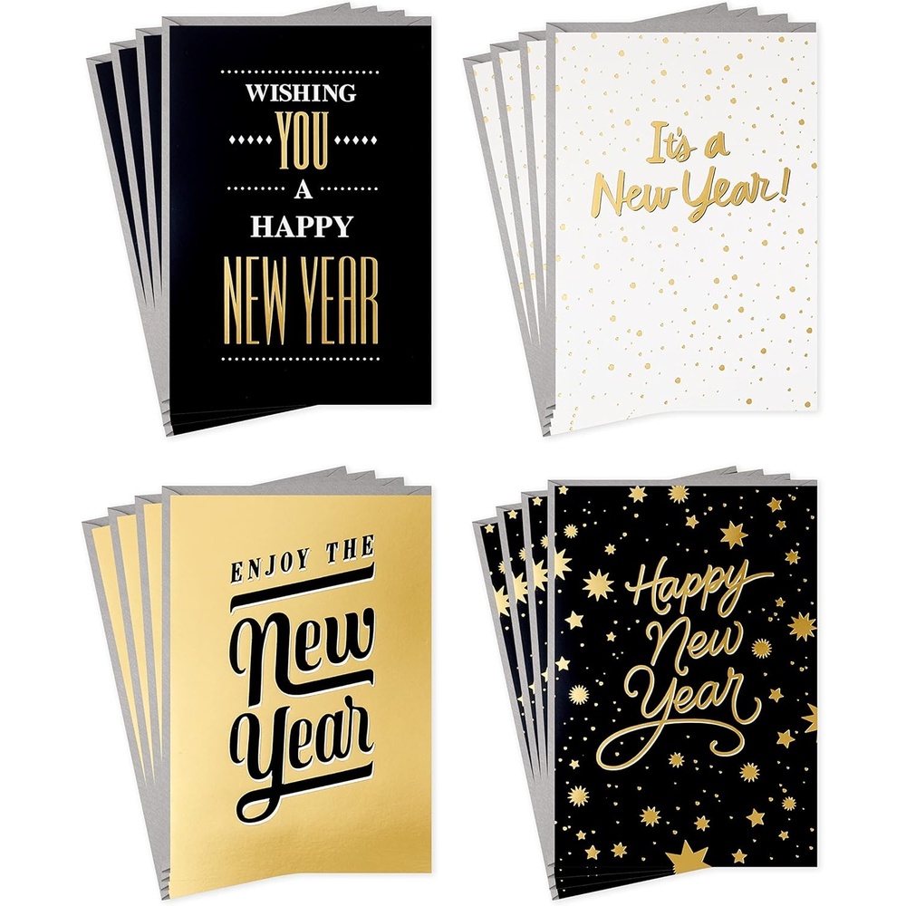 image:imageHallmark New Years Cards Assortment Happy New Year 4 Designs 16 Cards and Envelopes