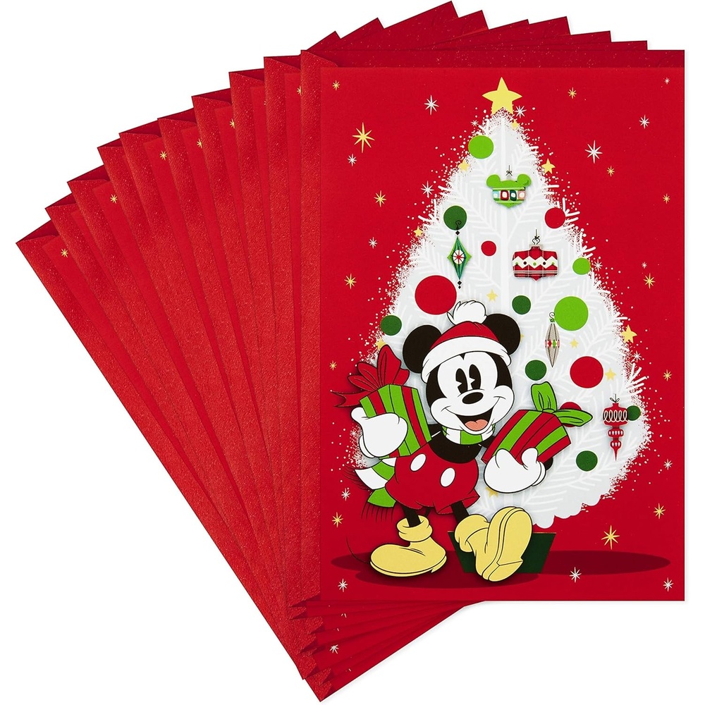 image:imageHallmark Pack of Disney Christmas Cards Jolly Joyful Mickey Mouse 10 Cards with Envelopes