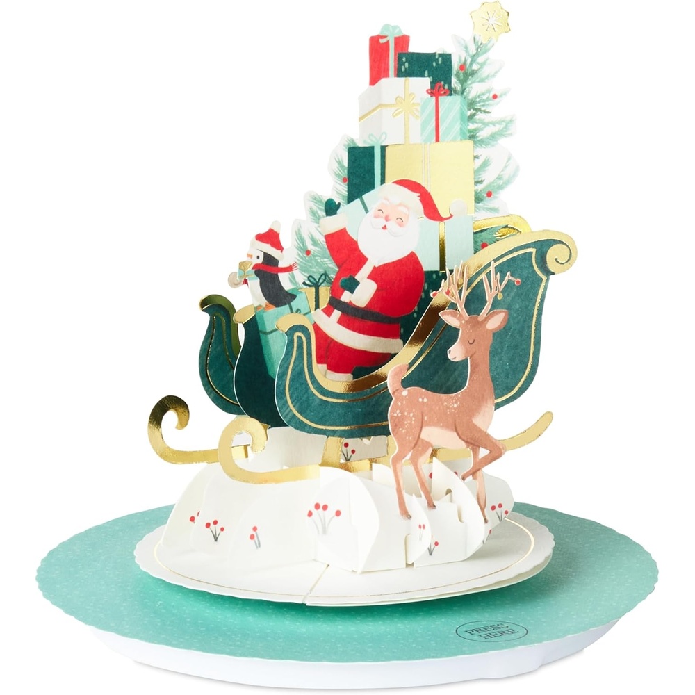 image:imageHallmark Paper Wonder Pop Up Christmas Card with Sound and Motion Spinning Santa in SleighSantas Sleigh