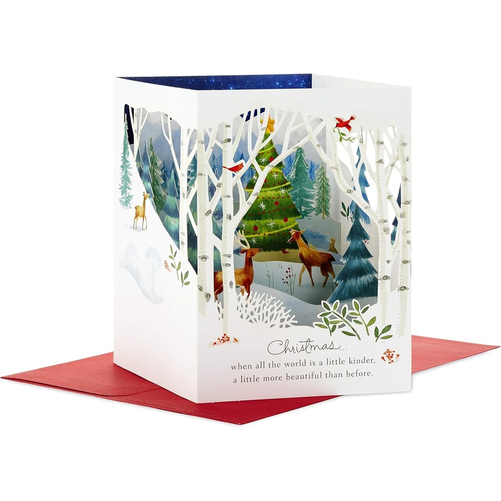 image:imageHallmark Paper Wonder Pop Up Holiday Card Woodland Animals Pop UpWoodland Scene Pop Up Card