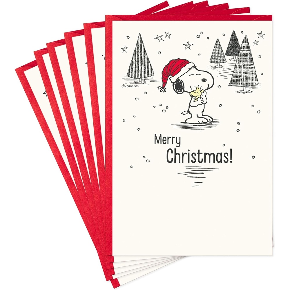 image:imageHallmark Peanuts Christmas Cards 6 Cards with Envelopes Snoopy and Woodstock