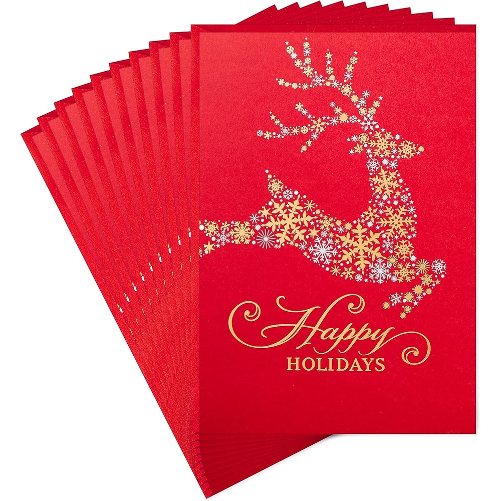 image:imageHallmark Signature Pack of 4 Christmas Cards Candy CanesSnowflake Reindeer  Pack of Cards
