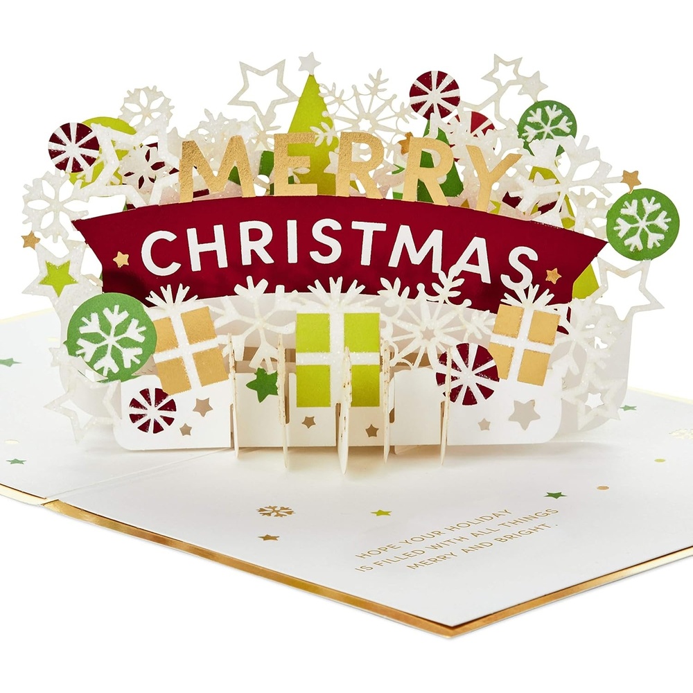 image:imageHallmark Signature Paper Wonder Pop Up Christmas Card Tropical SantaSnowflakes and Presents Pop Up