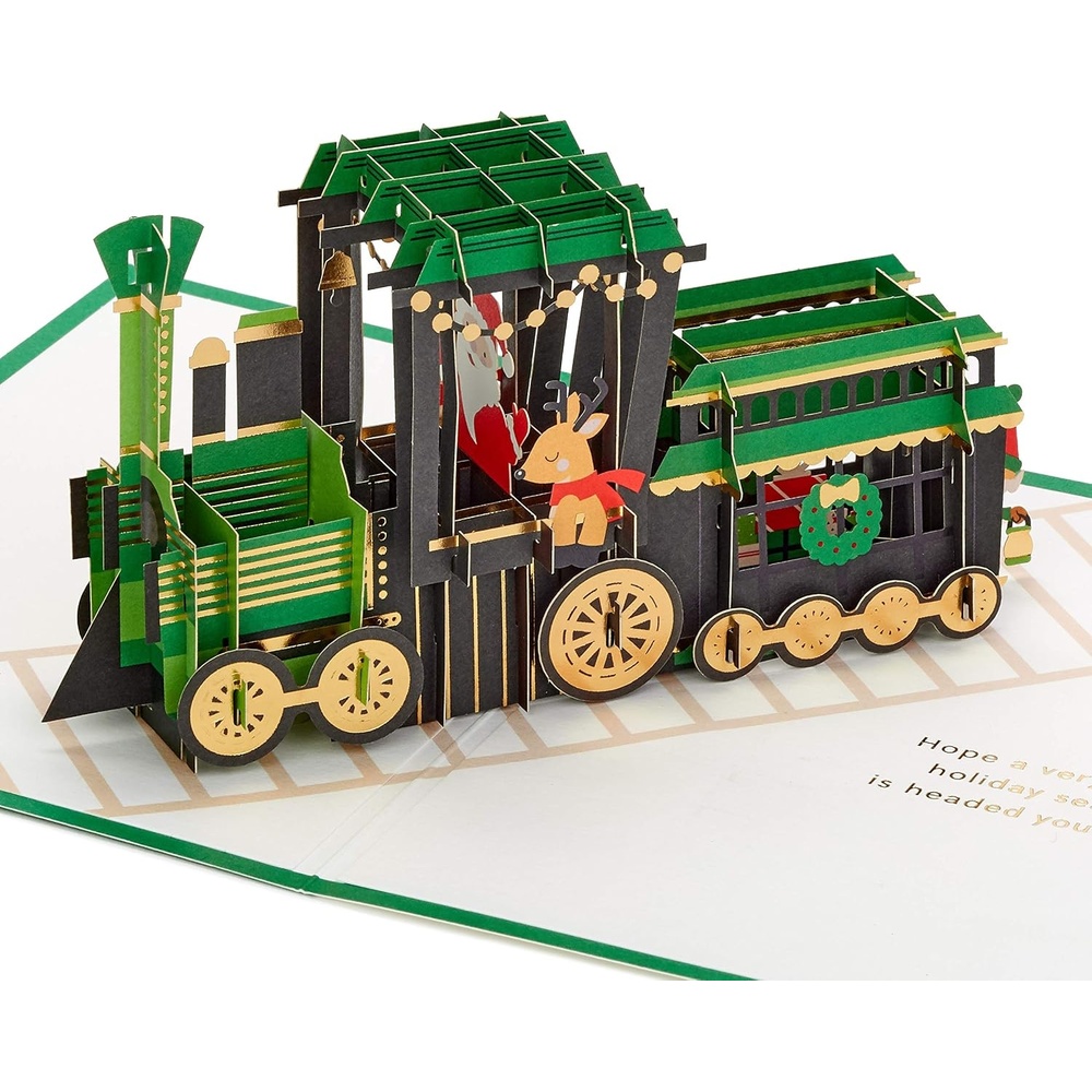 image:imageHallmark Signature Paper Wonder Pop Up Christmas Cards Assortment 4 Holiday Cards with EnvelopesPop Up  Christmas Train