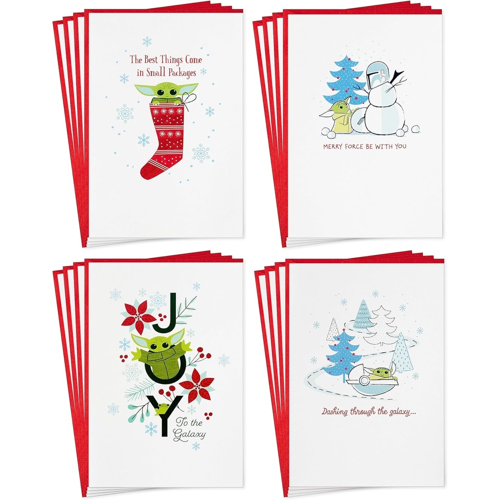 image:imageHallmark Star Wars The Mandalorian Boxed Christmas Card Assortment 16 Cards and Envelopes Grogu Baby Yoda SnowmanStar Wars