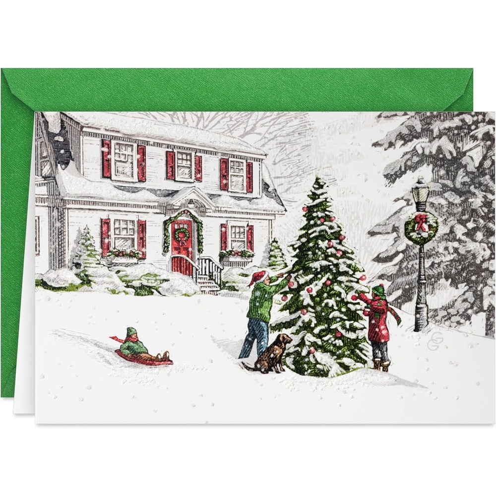 image:imageHallmark Thomas Kinkade Boxed Christmas Cards Assortment Snowy Houses 40 Cards with Envelopes and Foil Seals 1XPX1761Warm Memories