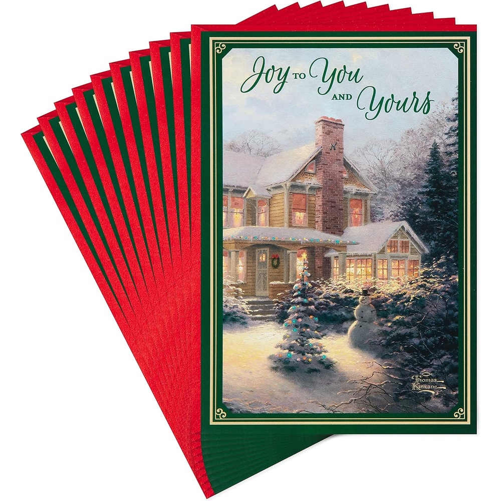 image:imageHallmark Thomas Kinkade Christmas Card Snow Cabin 0599XXH5221Snowy House  10 Kinkade Cards with Envelopes