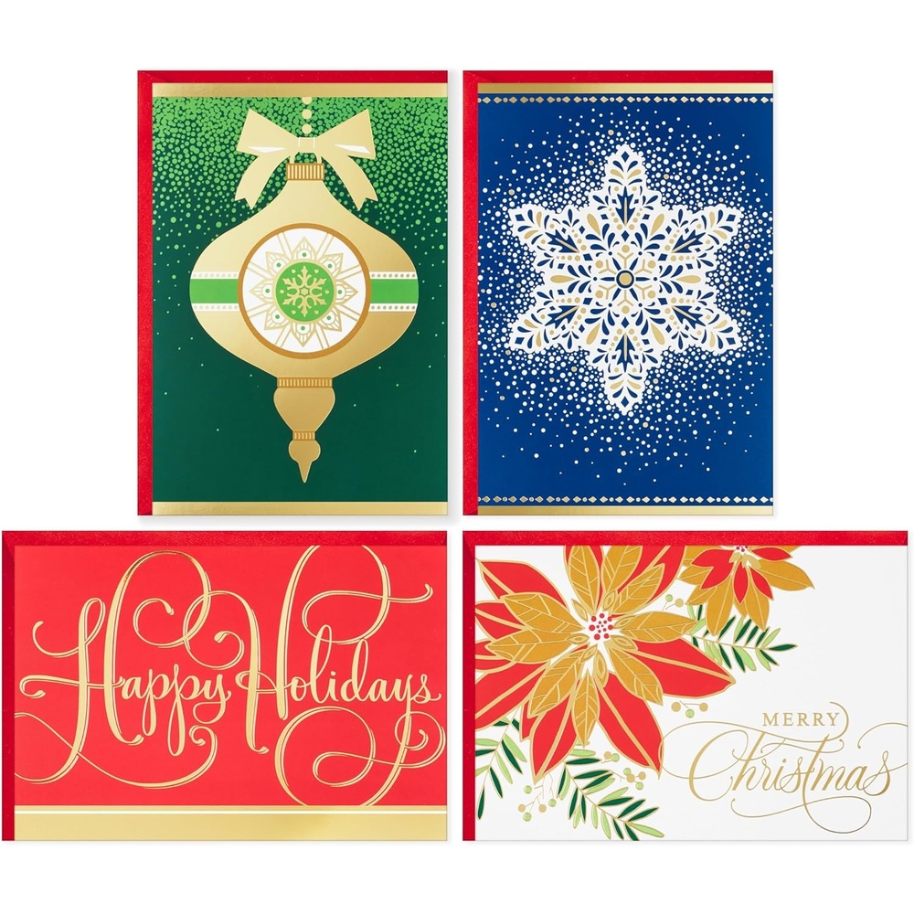 image:imageHallmark Traditional Boxed Christmas Cards Classic Icons 40 Cards and 40 Envelopes Ornament Snowflake Poinsettia