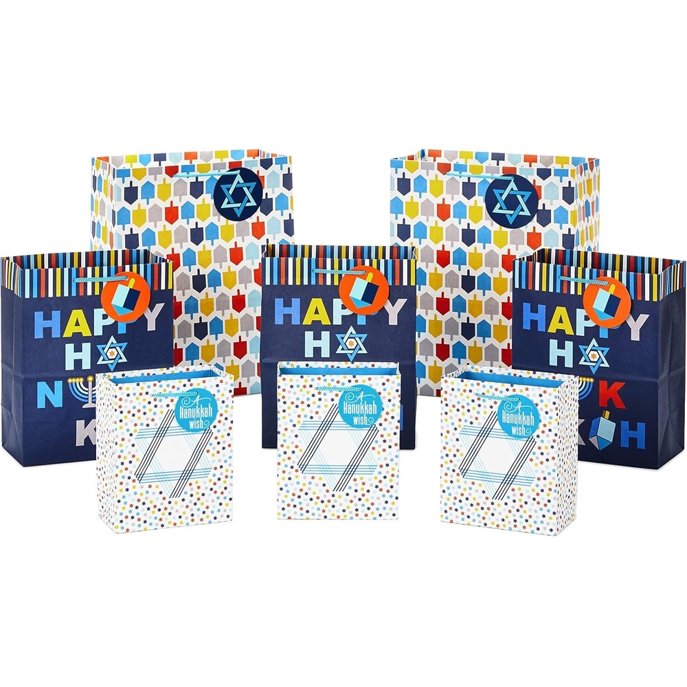 image:imageHallmark Tree of Life Hanukkah Wrapping Paper with Cutlines on Reverse 3 Rolls 120 Sq Ft Total Blue and Gold Star of David Menorahs Candles Dreidels1 count Pack of 8