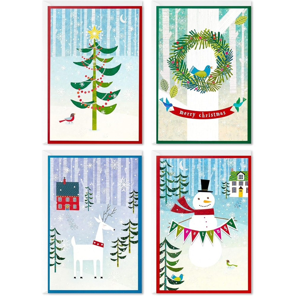 image:imageImage Arts Hallmark Christmas Boxed Cards Assortment Elegant Icons 4 Designs 24 Cards with EnvelopesFestive Folk Art Holiday Cards