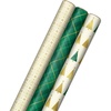 Gold Trees  Emerald Green Plaid  Gold Geometric Snowflakes