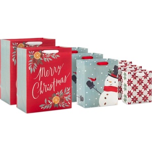 Hallmark 13″ Christmas Gift Bags – Red, Gold and Black Plaid, Leopard Print, Giraffe Print (4 Large Gift Bags) for Holiday Parties, Hanukkah, Winter Weddings(1 count (Pack of 8))