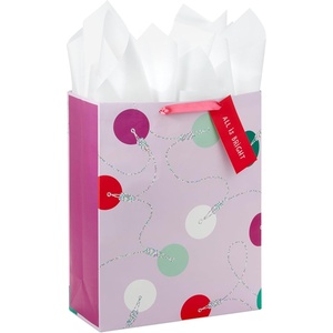 Hallmark 13″ Large Christmas Gift Bag with Tissue Paper and Gift Tag (Glitter Christmas Wishes) for Kids, Adults, Friends, Family(Christmas Lights)