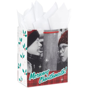 Hallmark 13″ Large Elf Gift Bag with Tissue Paper (Movie Quote: “The Best Way to Spread Christmas Cheer…”) for Kids, Grandchildren, Adults(3 sheet (Pack of 1))