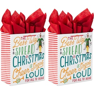 Hallmark 13″ Large Elf Gift Bag with Tissue Paper (Movie Quote: “The Best Way to Spread Christmas Cheer…”) for Kids, Grandchildren, Adults(Elf)